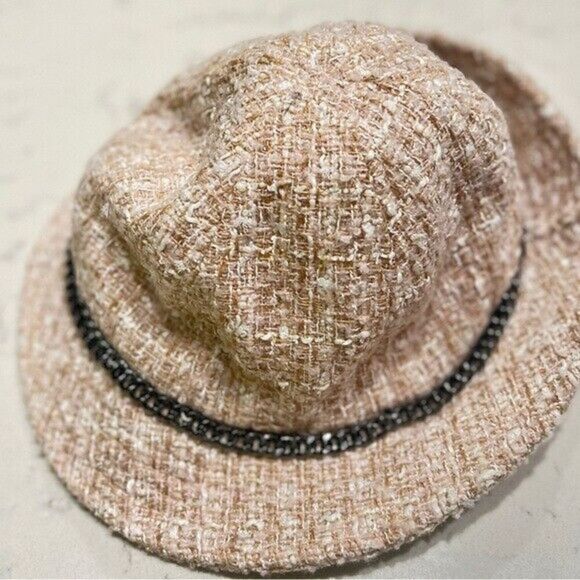 INC Chain Tweed pink Trim Chain Winter Cloche Hat NEW pale pink - Picture 4 of 5